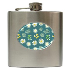 Drawing Flowers Meadow White Hip Flask (6 Oz) by Maspions