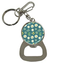 Drawing Flowers Meadow White Bottle Opener Key Chain by Maspions