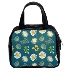 Drawing Flowers Meadow White Classic Handbag (two Sides)