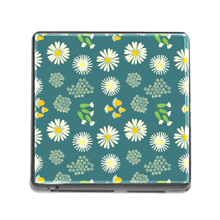 Drawing Flowers Meadow White Memory Card Reader (Square 5 Slot)