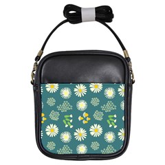 Drawing Flowers Meadow White Girls Sling Bag