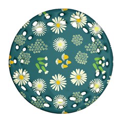 Drawing Flowers Meadow White Round Filigree Ornament (two Sides)