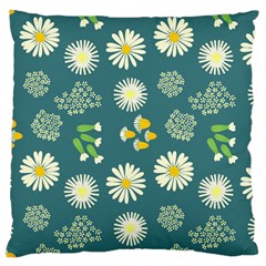 Drawing Flowers Meadow White Large Cushion Case (one Side) by Maspions