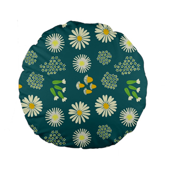 Drawing Flowers Meadow White Standard 15  Premium Round Cushions