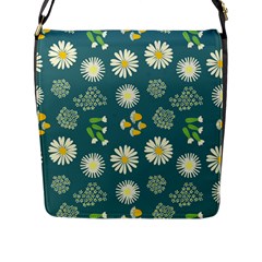 Drawing Flowers Meadow White Flap Closure Messenger Bag (l) by Maspions