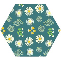 Drawing Flowers Meadow White Wooden Puzzle Hexagon by Maspions