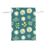 Drawing Flowers Meadow White Lightweight Drawstring Pouch (S) Front