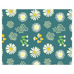 Drawing Flowers Meadow White Premium Plush Fleece Blanket (medium) by Maspions