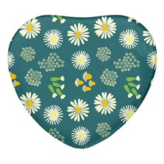 Drawing Flowers Meadow White Heart Glass Fridge Magnet (4 Pack) by Maspions