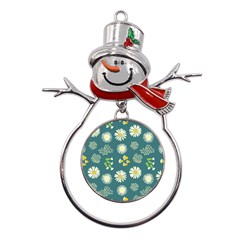 Drawing Flowers Meadow White Metal Snowman Ornament by Maspions