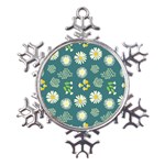 Drawing Flowers Meadow White Metal Large Snowflake Ornament Front