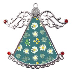 Drawing Flowers Meadow White Metal Angel With Crystal Ornament by Maspions