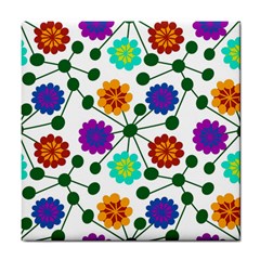 Bloom Plant Flowering Pattern Tile Coaster