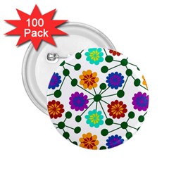 Bloom Plant Flowering Pattern 2 25  Buttons (100 Pack) 