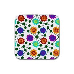 Bloom Plant Flowering Pattern Rubber Coaster (square) by Maspions