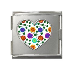 Bloom Plant Flowering Pattern Mega Link Heart Italian Charm (18mm)