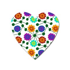 Bloom Plant Flowering Pattern Heart Magnet