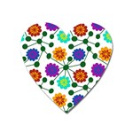 Bloom Plant Flowering Pattern Heart Magnet Front