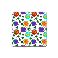 Bloom Plant Flowering Pattern Square Magnet