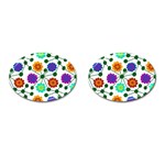 Bloom Plant Flowering Pattern Cufflinks (Oval) Front(Pair)