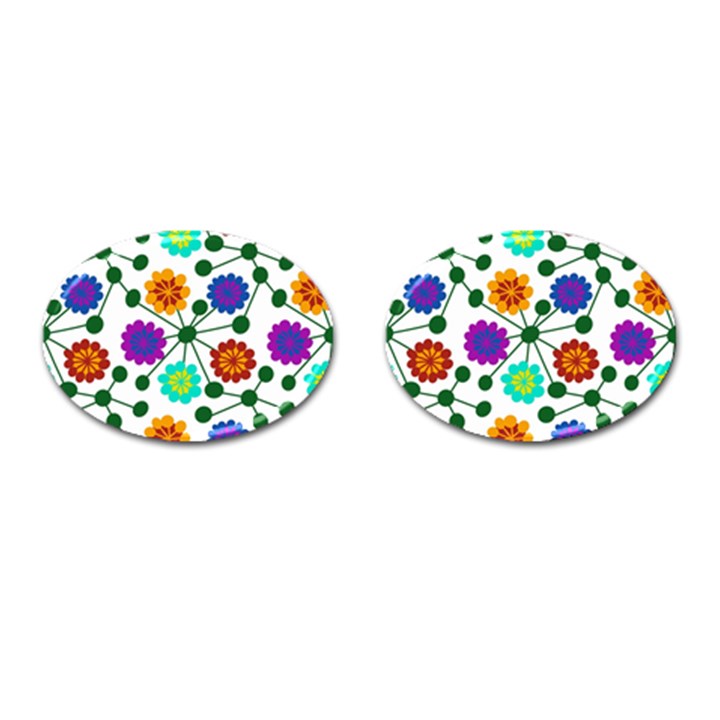 Bloom Plant Flowering Pattern Cufflinks (Oval)