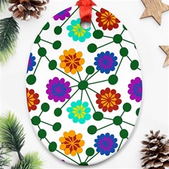 Bloom Plant Flowering Pattern Oval Ornament (two Sides)