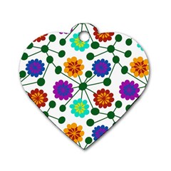 Bloom Plant Flowering Pattern Dog Tag Heart (one Side)