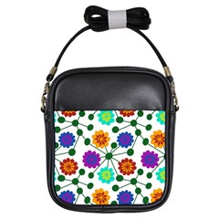 Bloom Plant Flowering Pattern Girls Sling Bag