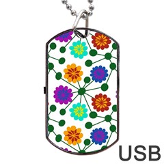 Bloom Plant Flowering Pattern Dog Tag Usb Flash (one Side)