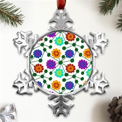 Bloom Plant Flowering Pattern Metal Small Snowflake Ornament by Maspions