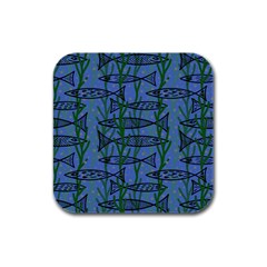 Fish Pike Pond Lake River Animal Rubber Square Coaster (4 Pack) by Maspions