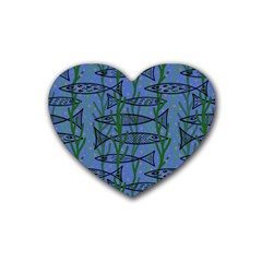 Fish Pike Pond Lake River Animal Rubber Coaster (heart) by Maspions