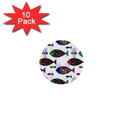 Fish Abstract Colorful 1  Mini Buttons (10 Pack) 