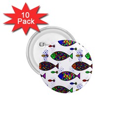 Fish Abstract Colorful 1 75  Buttons (10 Pack)