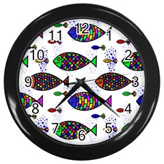 Fish Abstract Colorful Wall Clock (black)