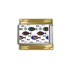 Fish Abstract Colorful Gold Trim Italian Charm (9mm) by Maspions