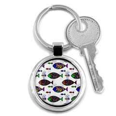 Fish Abstract Colorful Key Chain (round)