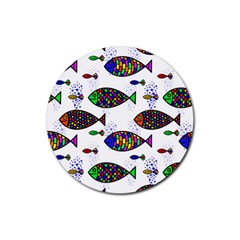 Fish Abstract Colorful Rubber Round Coaster (4 Pack)