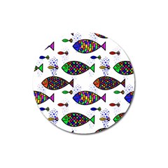 Fish Abstract Colorful Magnet 3  (round)