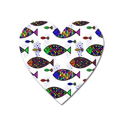 Fish Abstract Colorful Heart Magnet