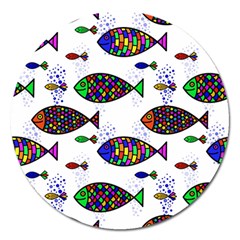 Fish Abstract Colorful Magnet 5  (round) by Maspions