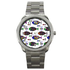 Fish Abstract Colorful Sport Metal Watch by Maspions