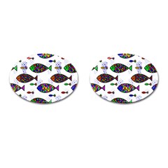 Fish Abstract Colorful Cufflinks (oval)