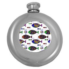 Fish Abstract Colorful Round Hip Flask (5 Oz) by Maspions