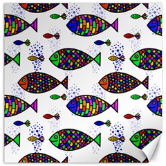 Fish Abstract Colorful Canvas 12  X 12  by Maspions