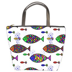 Fish Abstract Colorful Bucket Bag