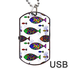 Fish Abstract Colorful Dog Tag Usb Flash (one Side)