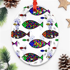 Fish Abstract Colorful Oval Filigree Ornament (two Sides)