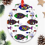 Fish Abstract Colorful Oval Filigree Ornament (Two Sides) Front