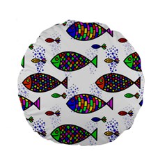 Fish Abstract Colorful Standard 15  Premium Round Cushions